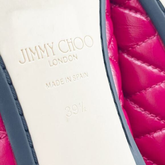 Jimmy Choo Leni Raspberry Quilted Leather Logo Square Toe Ballet Flat IT 39.5 - Picture 11 of 11
